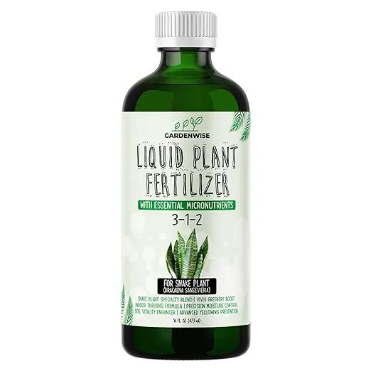3-1-2 Liquid Fertilizer Concentrate with Micronutrients - Ideal Snake Plant Food for Sansevieria (Dracaena trifasciata), Indoor Plant Care (8 OZ) by GreenHaven Gardens
