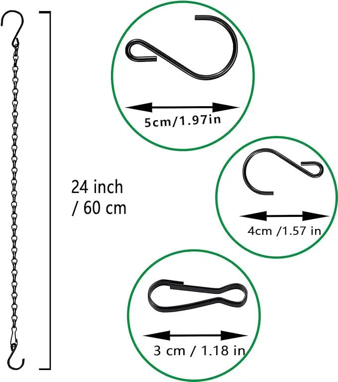 RIFNY Hanging Chains with Hooks, 15 Pieces 24 Inch Black Chain for Hanging Bird Feeders Planters Baskets Billboards Lanterns Wind Chimes Ornaments Outdoor/Indoor Use (24 inch 15pcs) by GreenHaven Gardens