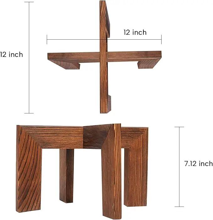 HPC DECOR 2 Pack Wood Plant Stand-Mid Century Modern Planter Stands-Wooden Flower Pot Stands Riser,Low Short Plant Stands Indoor-Modern Minimalist Wooden Stool for Plant Pot Holder, Fit 5-15 Inch Pot. by GreenHaven Gardens