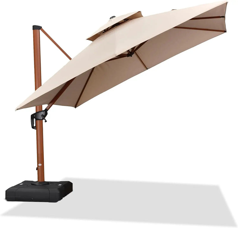 PURPLE LEAF 10ft Patio Umbrella Outdoor Square Umbrellas Large Cantilever Umbrella Windproof Offset Umbrellas Heavy Duty Sun Umbrella for Garden Deck Pool Patio, Beige by GreenHaven Gardens