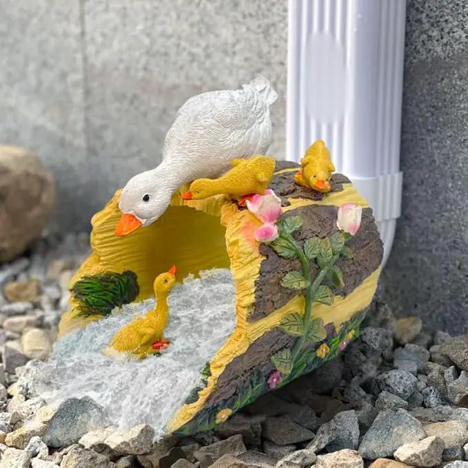 Ducks Gutter Downspout Extension Statues, Garden Decoration, Resin Animal Statue, 3"x4" Downspout Splash Block, Outdoor Decor by GreenHaven Gardens