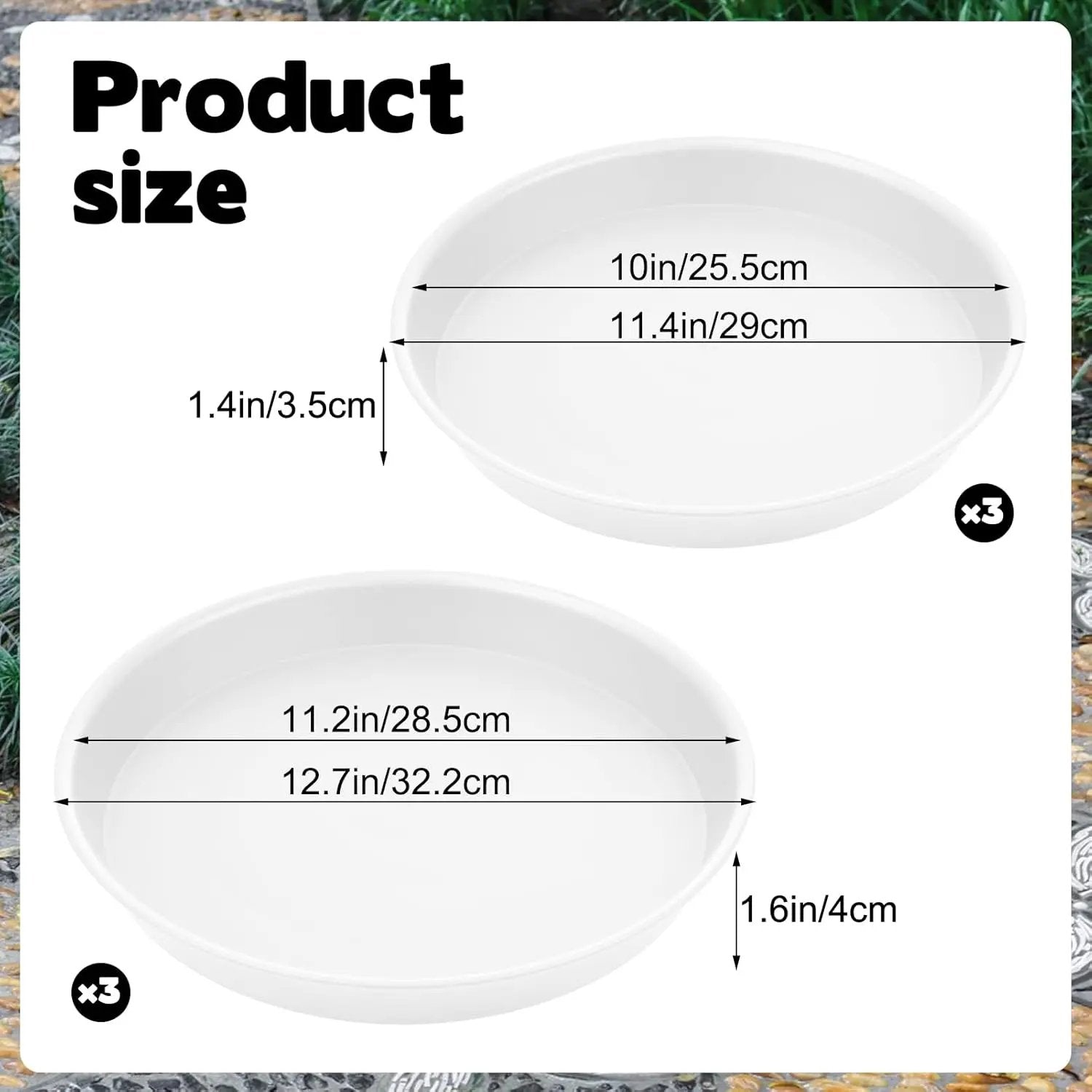 2 Size Round Stepping Stone Molds, 6 Pcs 10''/ 11.2'' Reusable Concrete Mold for Garden Stepping Stones Large Tray for Concrete and Stained Glass for Garden Walk Way White by GreenHaven Gardens