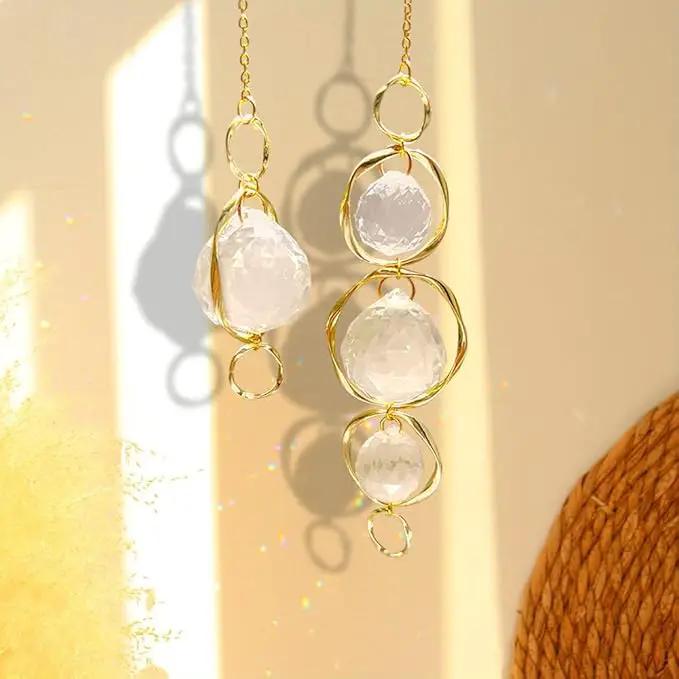 2 Pcs Crystal Suncatcher Wind Chimes for Outside,Crystal Suncatcher Prisms Hanging Outdoor Wind Chimes,Sun Catcher Hanging Crystals for Windows,Suncatchers Wind Chime Garden Decor Wedding Decoration by GreenHaven Gardens