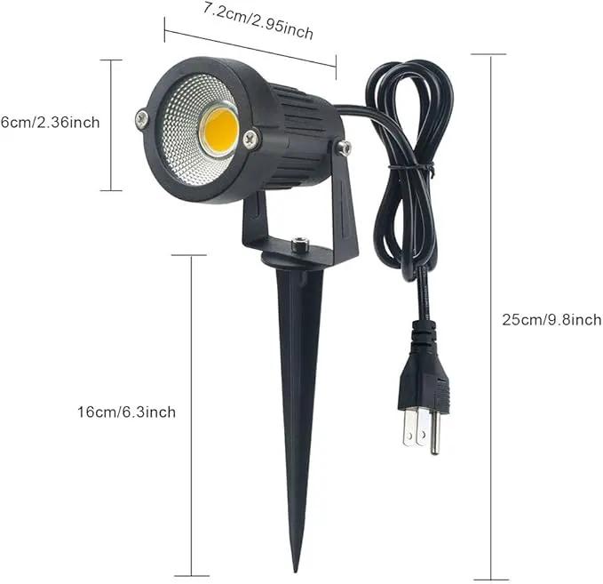 2 Pack Outdoor Landscape Lighting 5W COB LED Spotlights for Garden Lawn Wall Yard Path with Spiked Stand and Plug Adapter (Warm White) by GreenHaven Gardens