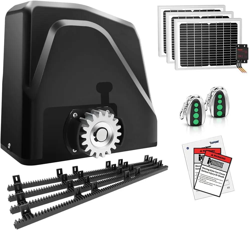 TOPENS DKR1100ST Solar Sliding Gate Opener Rack Drive Automatic Gate Motor for Heavy Driveway Slide Gates Up to 2600 Pounds, Electric Gate Operator Battery Powered with Solar Panel Remote Control Kit by GreenHaven Gardens