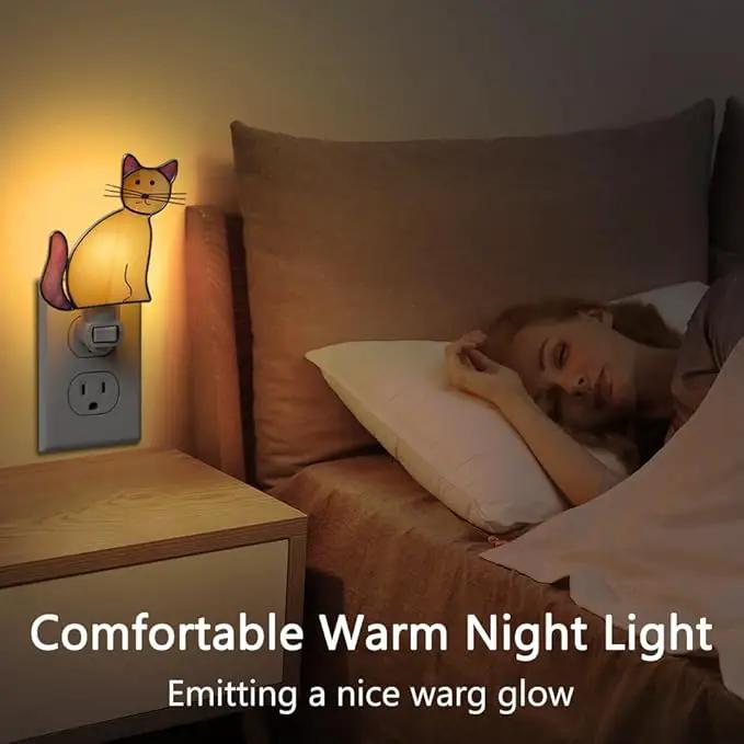 KY&BOSAM Cat Night Light Stained Glass Yellow Plug in Nightlight Decorative Wall Night Lights 7 Watt Bulb Accent Lite Night Memorial Gifts Pet Lost Sympathy Thoughtful Dogs and Cats Remembrance Decor by GreenHaven Gardens