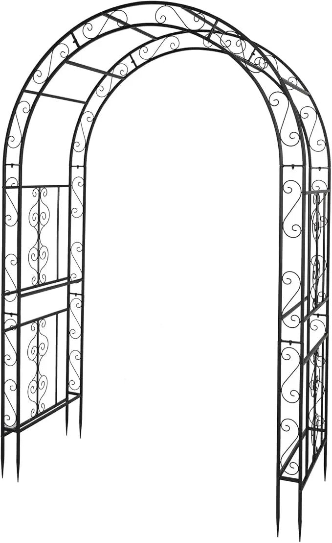 VINGLI Garden Arbor, Arch Archway for Wedding Ceremony Party, Steel Garden Trellis for Plant Climbing, Christmas Garden Decorations Pergola for Garden, Backyard, Lawn (Black, 52.2x22.8x83.9in) by GreenHaven Gardens