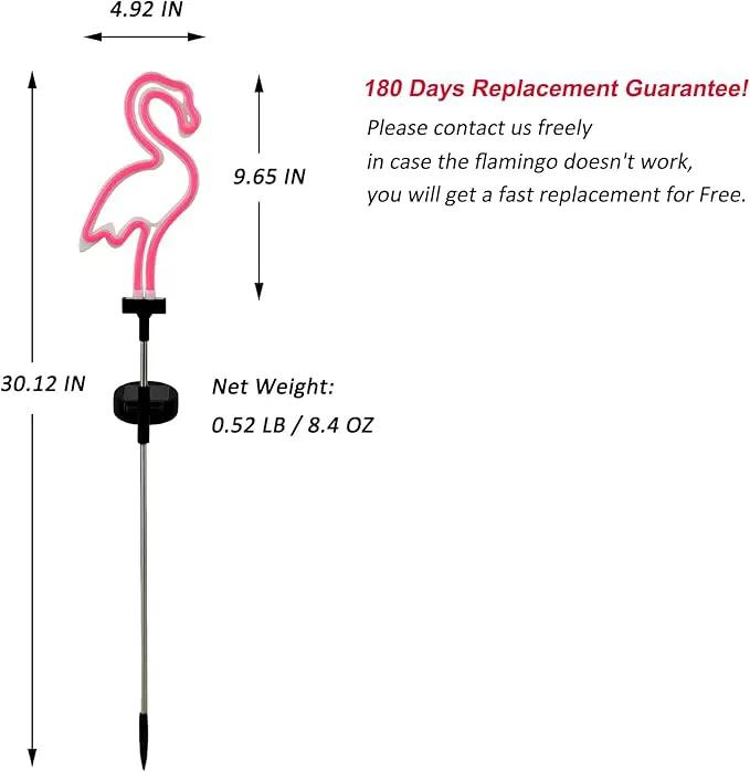Pink Flamingo Solar Garden Stake Lights, [Set of 2] Outdoor Solar Pathway Light for Lawn Patio Yard Walkway, Neon Pink Lighting (30" Height) by GreenHaven Gardens