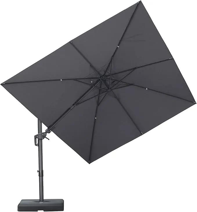 PURPLE LEAF 9' X 12' Left-right Tilting Outdoor Patio Umbrella Swivel Offset Cantilever Heavy Duty Rectangle Aluminum Umbrella with UV Resistant for Deck Pool Patio Backyard, Graphite Grey by GreenHaven Gardens