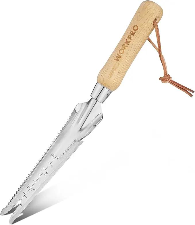 WORKPRO Hand Weeder Puller, 5-in-1 Stainless Steel Garden Trowel with Wooden Handle,Gardening Weeding Tool for Easy Weeder Removal, Planting, Weeding, Flower & Vegetable Care in Garden Lawn Yard by GreenHaven Gardens