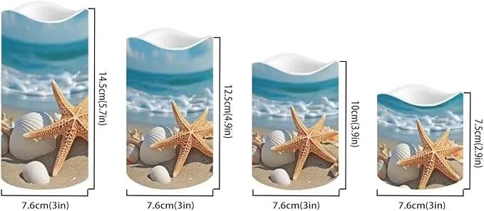 Ystardream Beach Starfish Flameless Candles with Remote Battery Operated Candles Realistic LED Candles with Remote and Timer Set of 4 for Valentines Home Wedding Birthday Decoration by GreenHaven Gardens