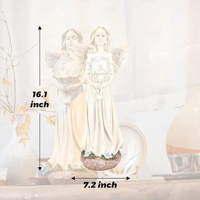 Angel Statue for Garden - 16.3 inches Guardian Solar Garden Statue, Gardening Gifts for Mom Grandma Lawn Ornaments Figurines for Outdoor Decor by GreenHaven Gardens