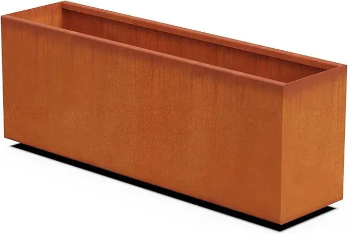 Large Rectangular Planter for Outdoor Plants – 48-Inch Corten Steel Planter Box for Garden Borders & Patios | Made in USA, Fully Assembled by GreenHaven Gardens