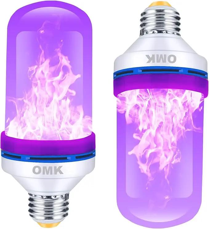 OMK 【Upgraded】 Purple LED Flame Light Bulbs - Flickering Light Bulbs with Gravity Sensing, E26 Base Flame Bulb, Holiday Christmas Indoor Outdoor Light Bulbs, Valentine Decoration Gifts Lights (2Pack) by GreenHaven Gardens