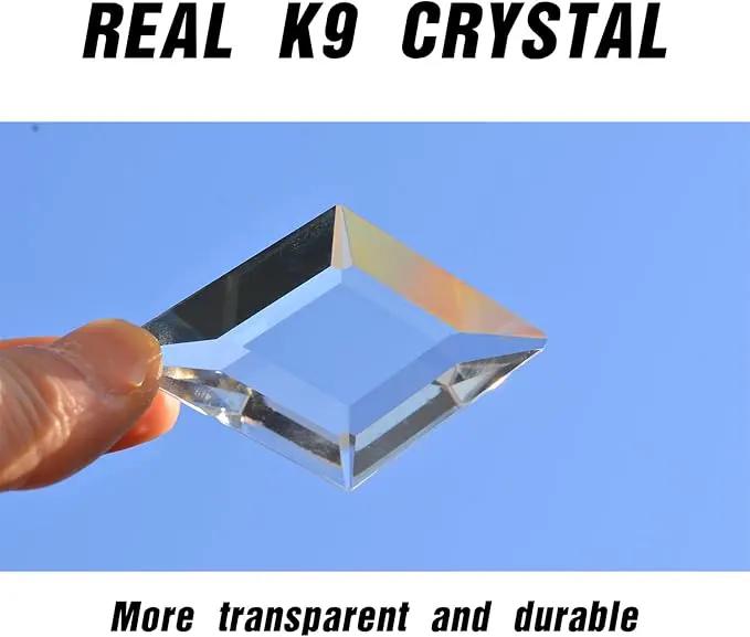 2PCS Clear Rhombus Crystal Sun Catcher Prisms, STINO Hanging Suncatchers with Glass Prism, Rainbow Maker for Windows, Balcony, Kitchen, Garden Decoration (1, Rhombus Clear 2Pcs) by GreenHaven Gardens