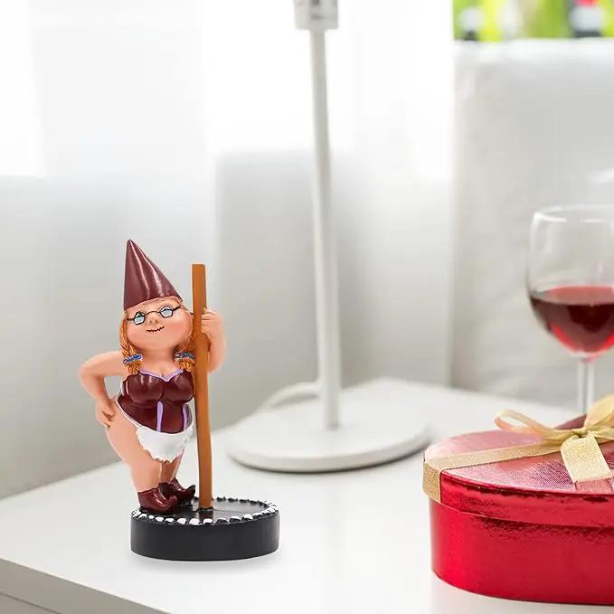 Pole Dancing Gnome Statue, Resin Garden Gnome Statues, Funny Outdoor Gnome Figure, Creative Garden Spring Decoration, Pole Dance Garden Gnome, Spring Garden Statue, Dancing Lady Gnome Statue (Red) by GreenHaven Gardens
