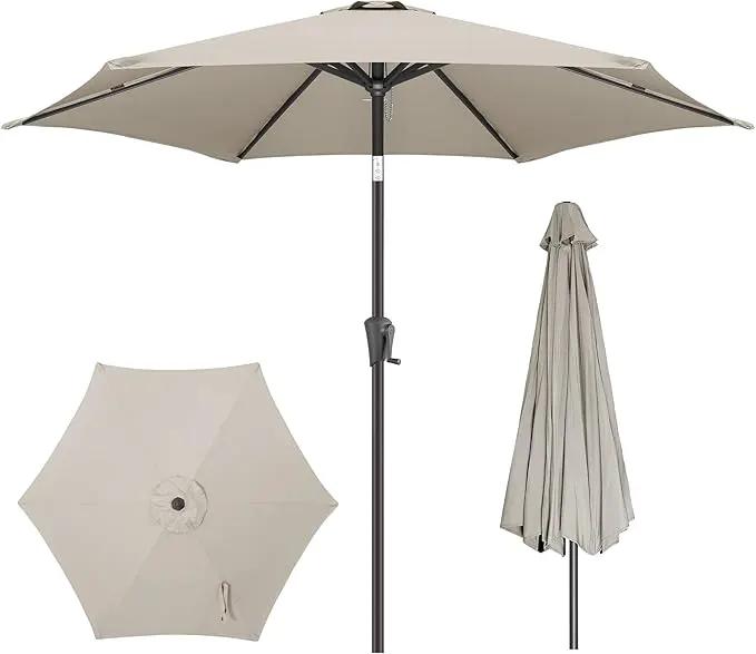 9ft Outdoor Patio Umbrella - Table Umbrella Waterprool UV Protection, Sombrillas de Patio with Push Button Tilt&Crank, Sun Umbrella for Pool, Porch, Garden, Deck, Backyard(Taupe) by GreenHaven Gardens