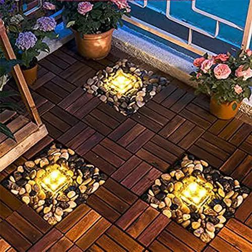 Solar Outdoor Ice Cube Lights for Garden Decoration, 2.8 ”x 2.8” Frosted Acrylic Brick Waterproof Solar Landscape Lights for Tabletop Yard Patio Pathway Decor (Warm White) (8 Pieces) by GreenHaven Gardens