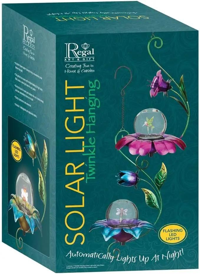 Regal Art & Gift Twinkle Hanging Chime Solar Lanterns - Micro Pulsing LED Lights, Waterproof Outdoor Yard Decorations, Metal & Plastic, Décor for Lawn, Garden, Patios, Hanging Path Light, Butterfly by GreenHaven Gardens