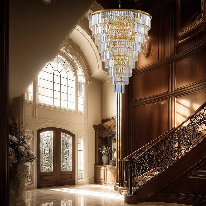 48-Inch Gold Tiered Crystal Tube Chandelier by HouseOfZazla