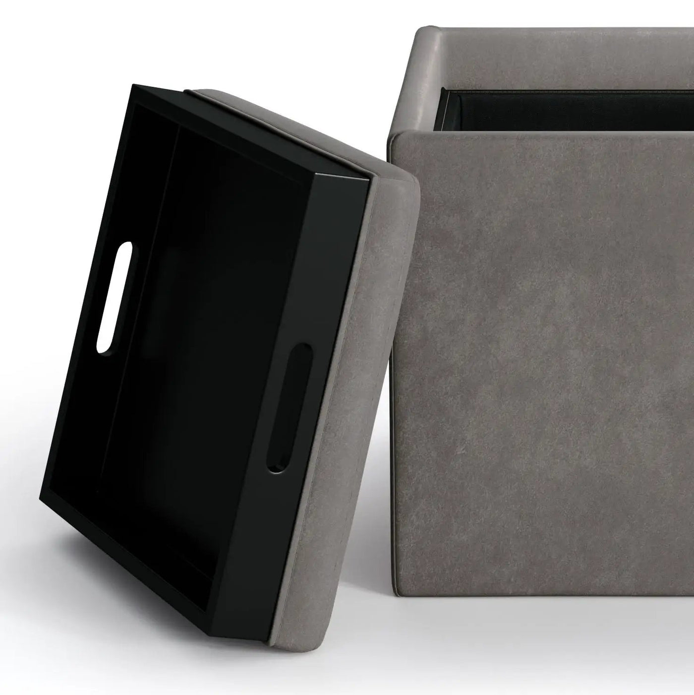 Rockwood - Upholstered Cube Storage Ottoman With Tray by HouseOfZazla