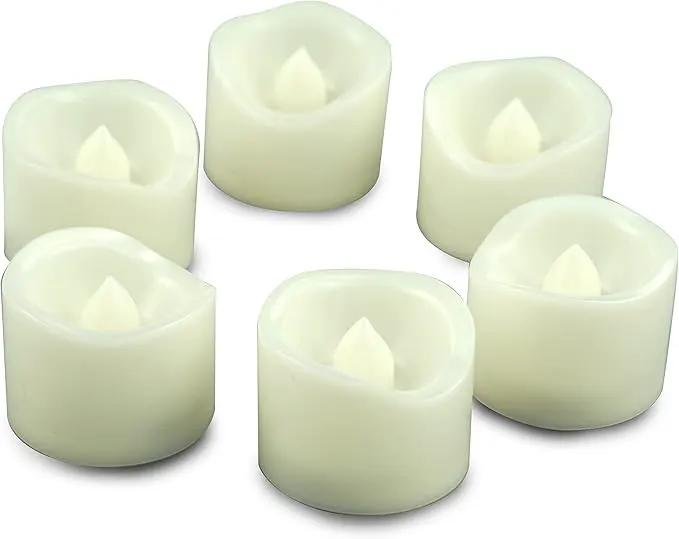 CANDLE CHOICE Battery Operated Flameless Tea Lights Small Bright Flickering LED Electric Fake Votive Tealight Candles Halloween Pumpkin Lights Wedding Christmas Decorations Table Centerpieces 6 PCS by GreenHaven Gardens