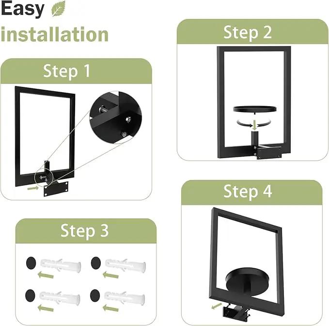 Picture Frame Plant Holder, Window Planter Hanger Shelves,Wall Mount Plants shelf Indoor Outdoor, Metal Hanging Planters Stand Decor,Modern Floating Ornament Rack Art for Home & Garden (Black 3pc) by GreenHaven Gardens