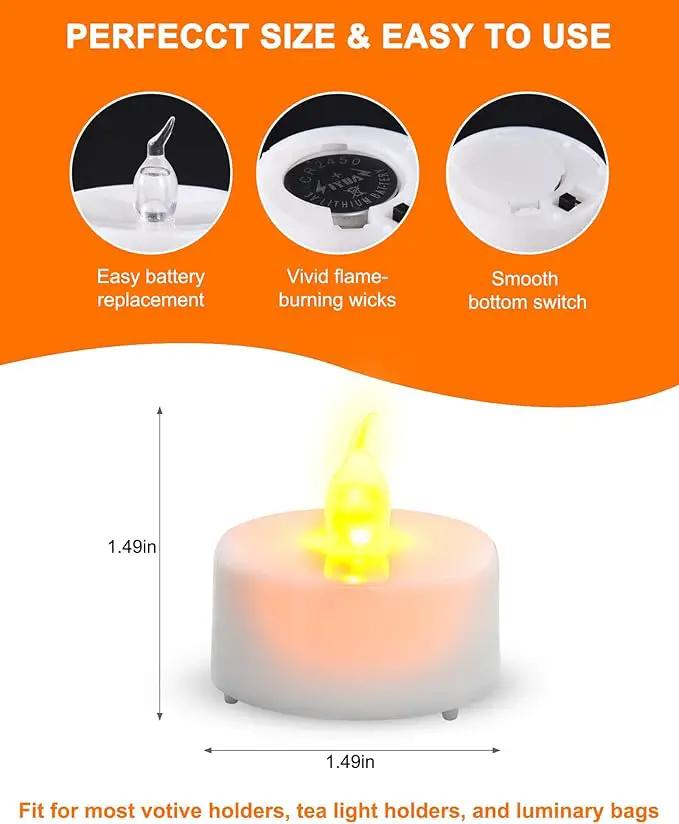 JOSU LED Tea Lights Candles [24 Pack] Flameless Candles, Realistic Battery Operated Candle, Flickering Bright Tealights with Warm Yellow Light for Party, Wedding, Valentine's Day by GreenHaven Gardens
