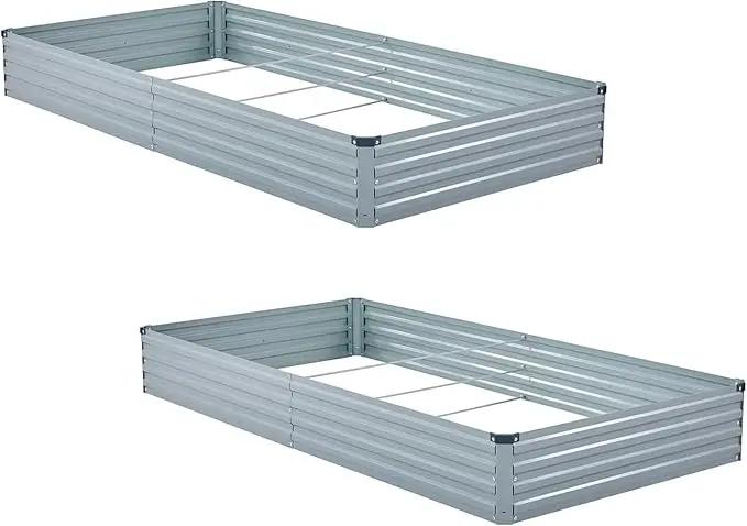 2 Pack 6x3x1FT Galvanized Raised Garden Beds Kit Outdoor Metal Gardening Planter Box for Vegetable Elevated Flower Herbs,Gray by GreenHaven Gardens
