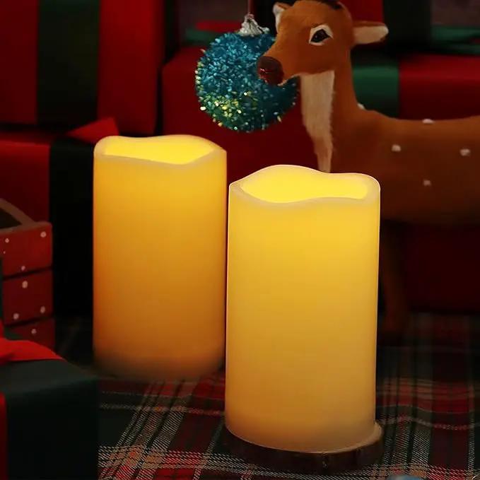 2 Pack 5'' Outdoor Battery Operated Candles with Timer Flameless LED Flickering Candles Waterproof Electric Pillar Decorative Candle for Wedding Party Home Lantern Garden by GreenHaven Gardens