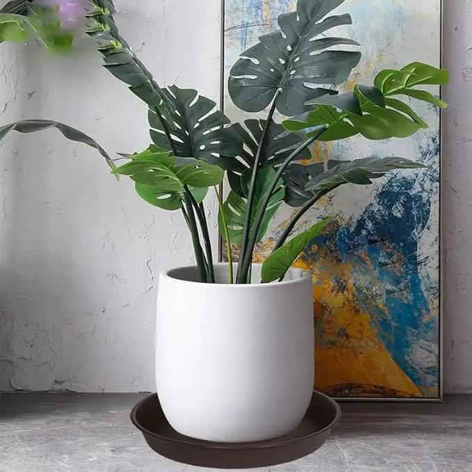 2 Pack of Plant Saucer 20 22 inch (19.5 Inch Base), Deep Heavy Duty Plastic Plant Saucers 20" Round, Flower Plant Trays for Indoors Outdoor, Plant Drip Tray for Planter 18-22" (Chocolate Brown) by GreenHaven Gardens