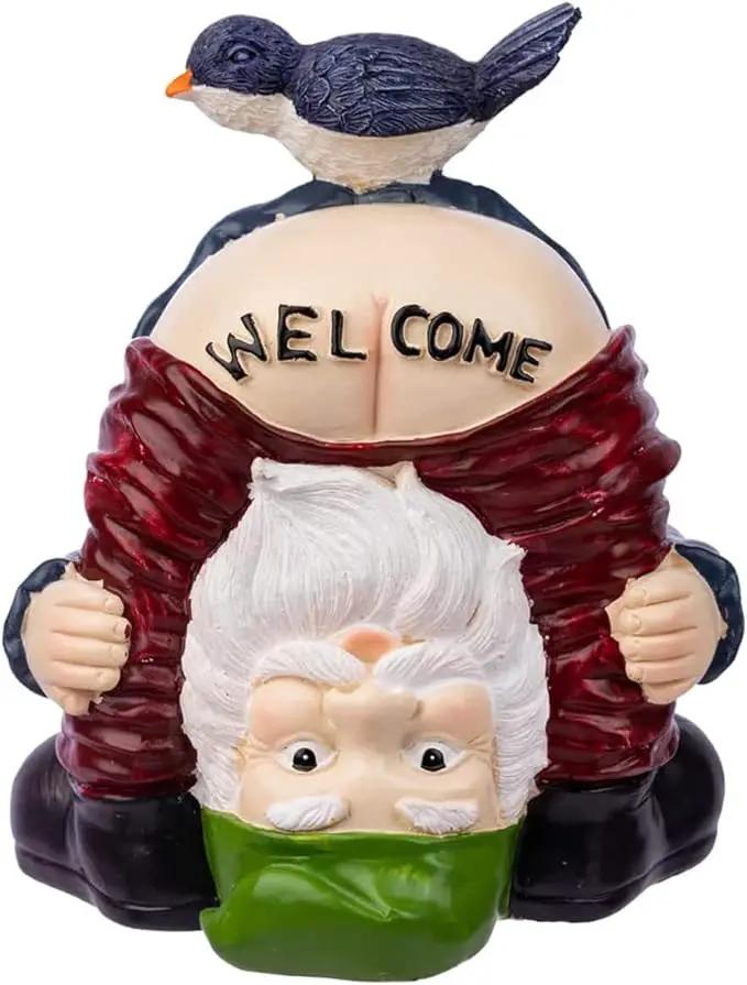 Garden Gnomes Outdoor Funny Welcome Gnomes Outdoor Statue Garden Gnome Figurine for Lawn Patio Yard Decoration Christmas Garden Gifts by GreenHaven Gardens
