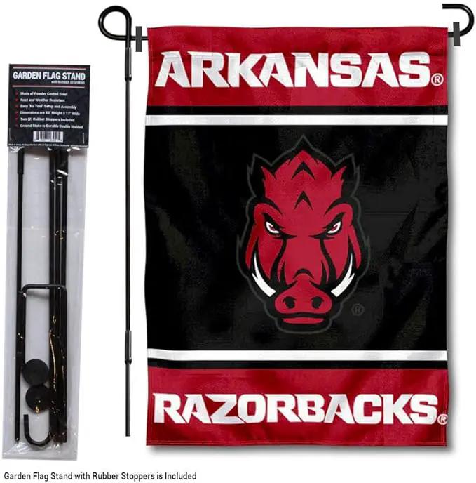 College Flags & Banners Co. Arkansas Razorbacks Garden Flag with Stand Holder by GreenHaven Gardens