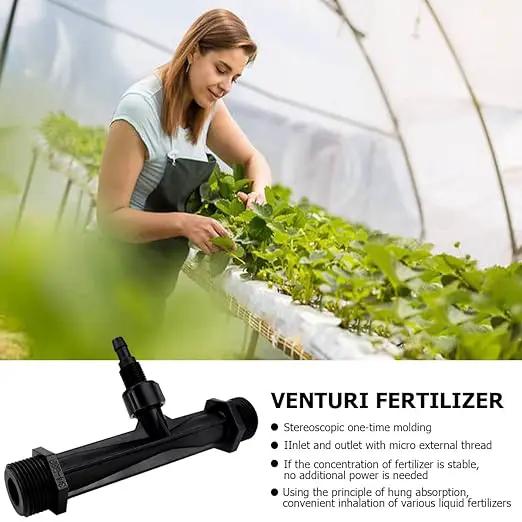Fertilizer Injector Tube, Irrigation Venturi Fertilizer Injector 3/4Inch Agriculture Garden Fertilizer Mixer Injector Agriculture Tool Plastic (Black) by GreenHaven Gardens