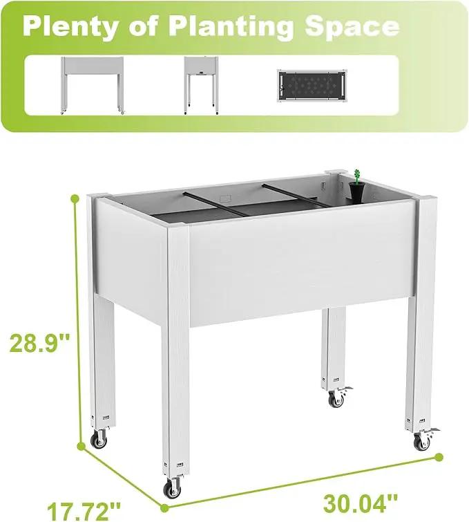 Horticulture Raised Garden Bed with Legs, Divisible Raised Resin Planter Box for Backyard, Patio, Balcony, with 4 Legs & 4 Swivel Lockable Wheels(Ashen,30.04 * 17.72 * 28.9) by GreenHaven Gardens