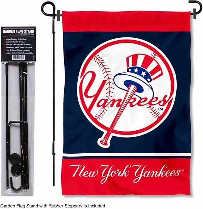 WinCraft NY Yankees Throwback Retro Garden Flag and Pole Stand Mount by GreenHaven Gardens