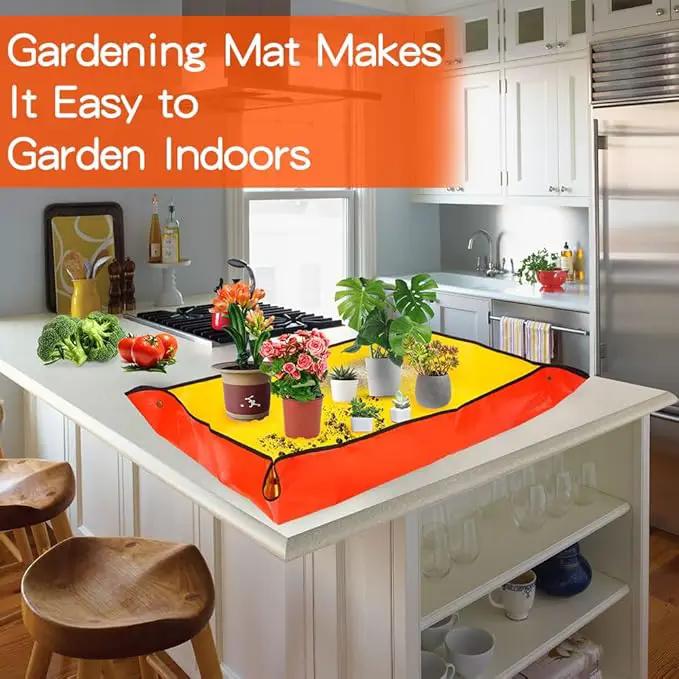 Repotting Mat for Indoor Plants,Potting Mat,Garden Supplies,Garden Tool Set,Gardening Gifts,Indoor Gardening System,Gardening Gifts,Indoor Plant Tools,Plant Mats for Repotting(Organge 26*26 in) by GreenHaven Gardens