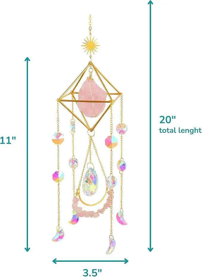Citrine Crystal Suncatchers Boho Decor, Light Catcher Hanging, Unique for Moms, Glass Rainbow Maker, Crystal Window Hanging, Natural Gemstone (Citrine) by GreenHaven Gardens