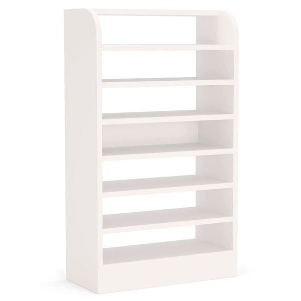 8 Tier Tall Shoe Rack, Wooden Shoe Storage Cabinet, Entryway Organizer - White