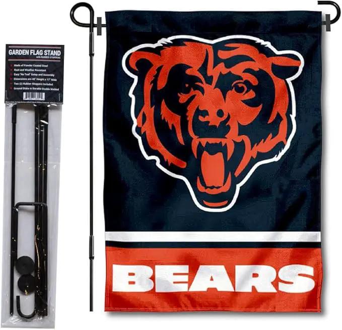 WinCraft Chicago Bears Bear Head Garden Flag with Stand Holder by GreenHaven Gardens
