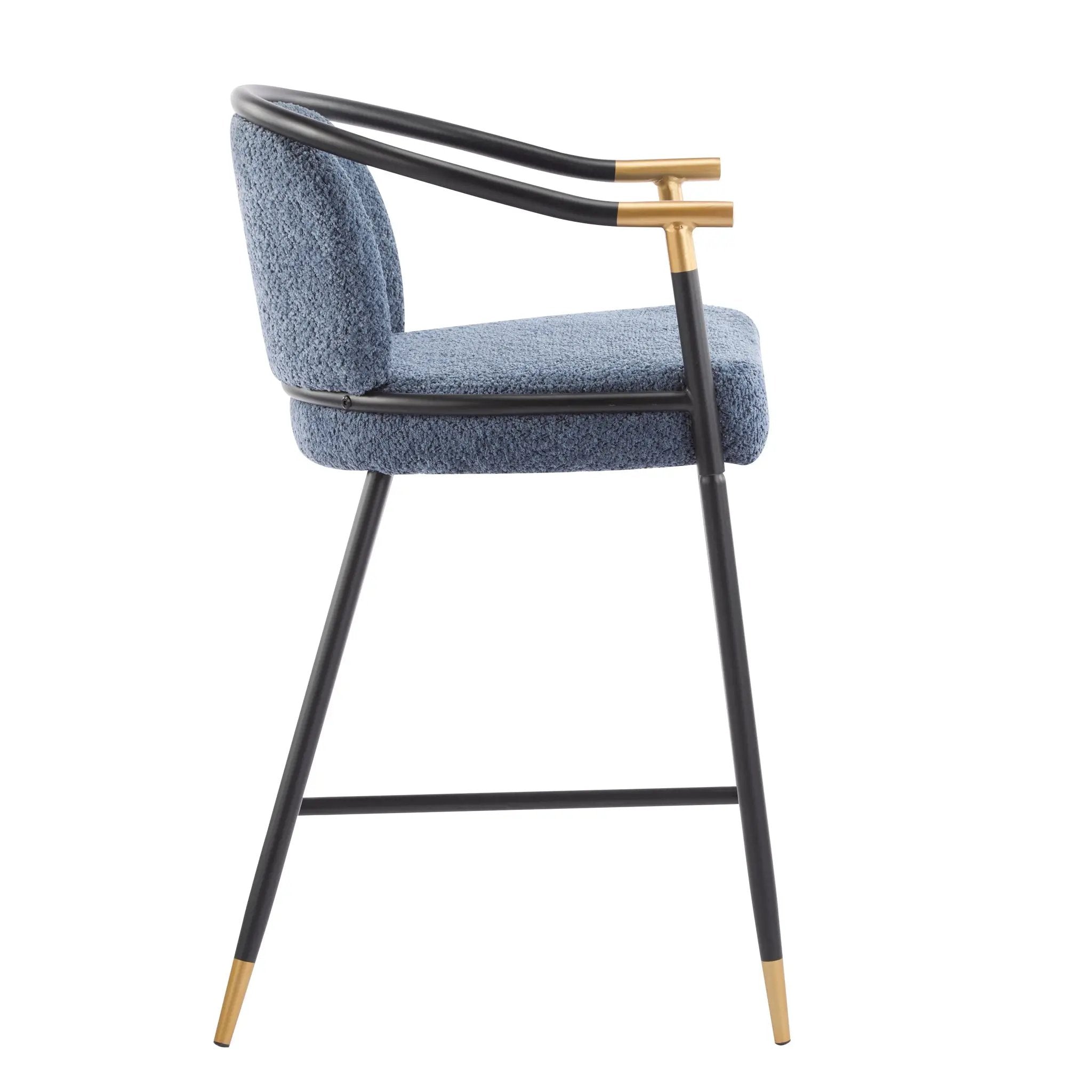 26" H Upholstered Counter Stool with Metal Frame (Set of 2) - Navy by HouseOfZazla
