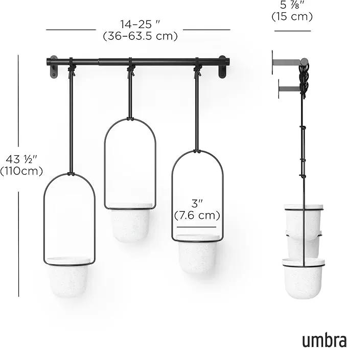 Umbra Triflora Hanging Planter for Window, Indoor Herb Garden, Set of 3, White/Black by GreenHaven Gardens