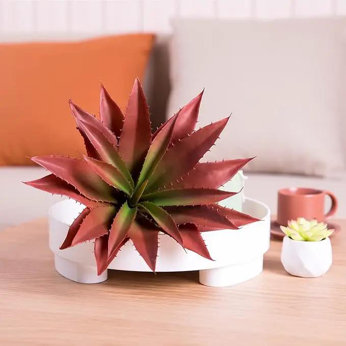 Veryhome Succulents Plants Artificial Aloe Plant, 12.5Inch Large Faux Succulents Unpotted, Premium Crafting DIY Greenery Decor for Indoor & Outdoor(4Pcs-Red) by GreenHaven Gardens