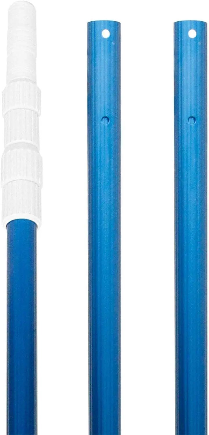POOLWHALE Professional 12 Feet Blue Anodized Aluminum Telescopic Swimming Pool Pole,Adjustable 3 Piece Expandable Step-Up,for Skimmer Nets, Vacuum Heads and Brushes, Strong Grip & Lock by GreenHaven Gardens