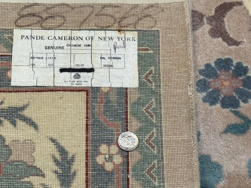 Palace Size Wool Rug 10x18, Sino Persian Kerman Rug, Oversized Hand Knotted Carpet, Light Taupe, Allover Pattern by Jewel Rugs