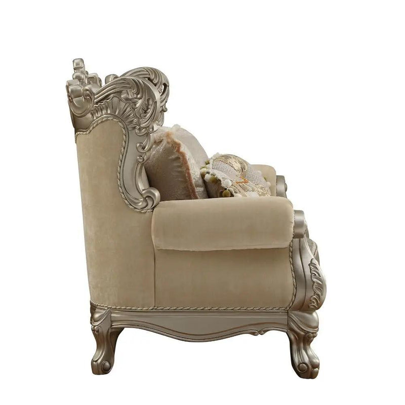 Ranita - Loveseat With 6 Pillows - Fabric & Champagne by Unique Piece Furniture
