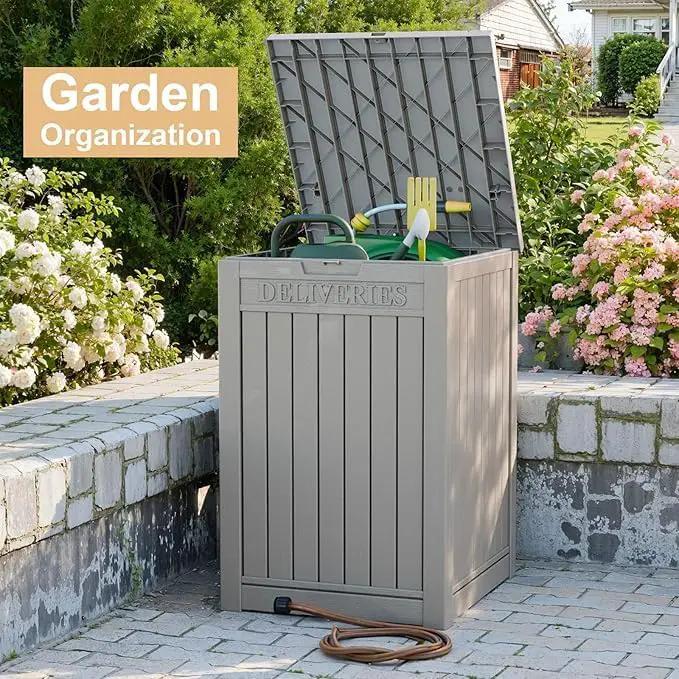 DRATO 48 Gallon Package Delivery Box, Large Lockable Storage Box, Double-Wall Resin Outdoor Package Delivery and Waterproof Deck Box for Porch, Patios by GreenHaven Gardens