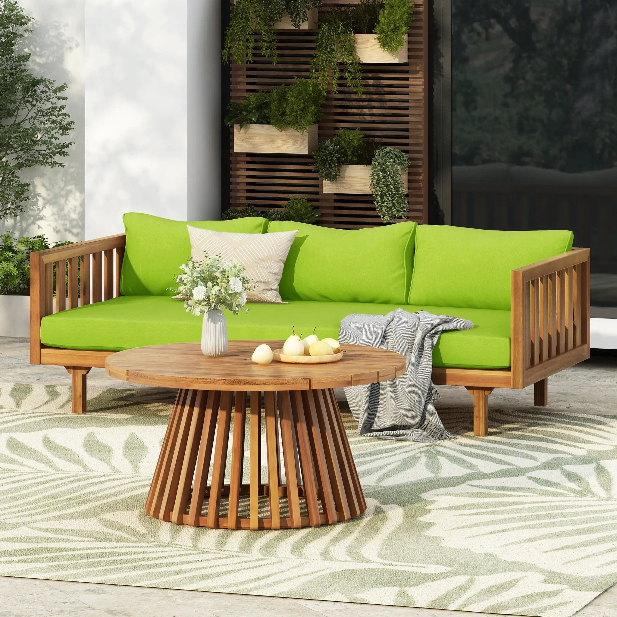 Acacia Wood Patio Furniture Set: Outdoor Daybed & Coffee Table by HouseOfZazla