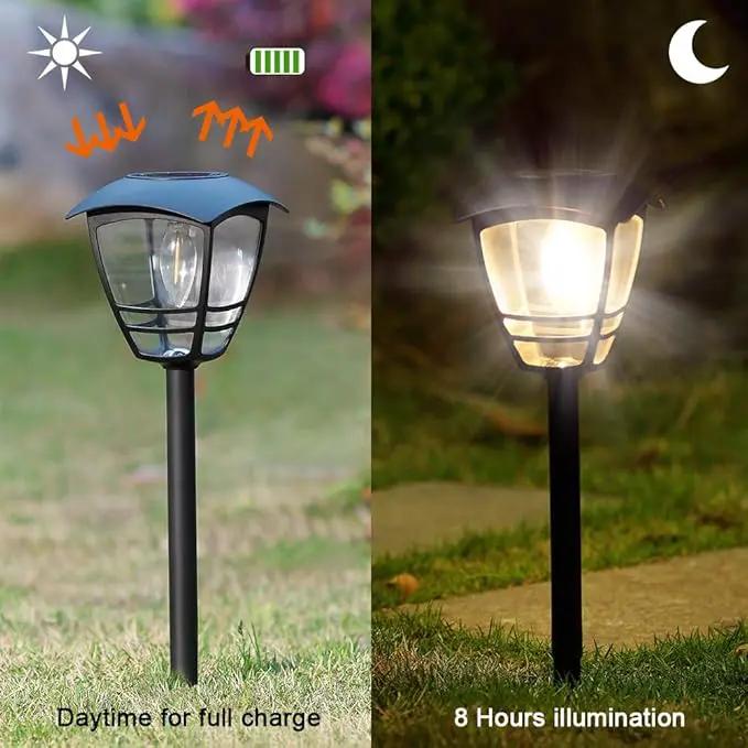 Maggift 4 Pack Vintage Solar Pathway Lights LED Bulbs Solar Powered Garden Walkway Lights for Outdoor Lawn, Patio, Yard, Walkway, Driveway , 15 Lumen by GreenHaven Gardens