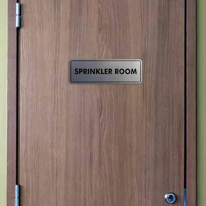Signs ByLITA Standard Sprinkler Room Sign (Brushed Silver) - Large 2 Pack by GreenHaven Gardens